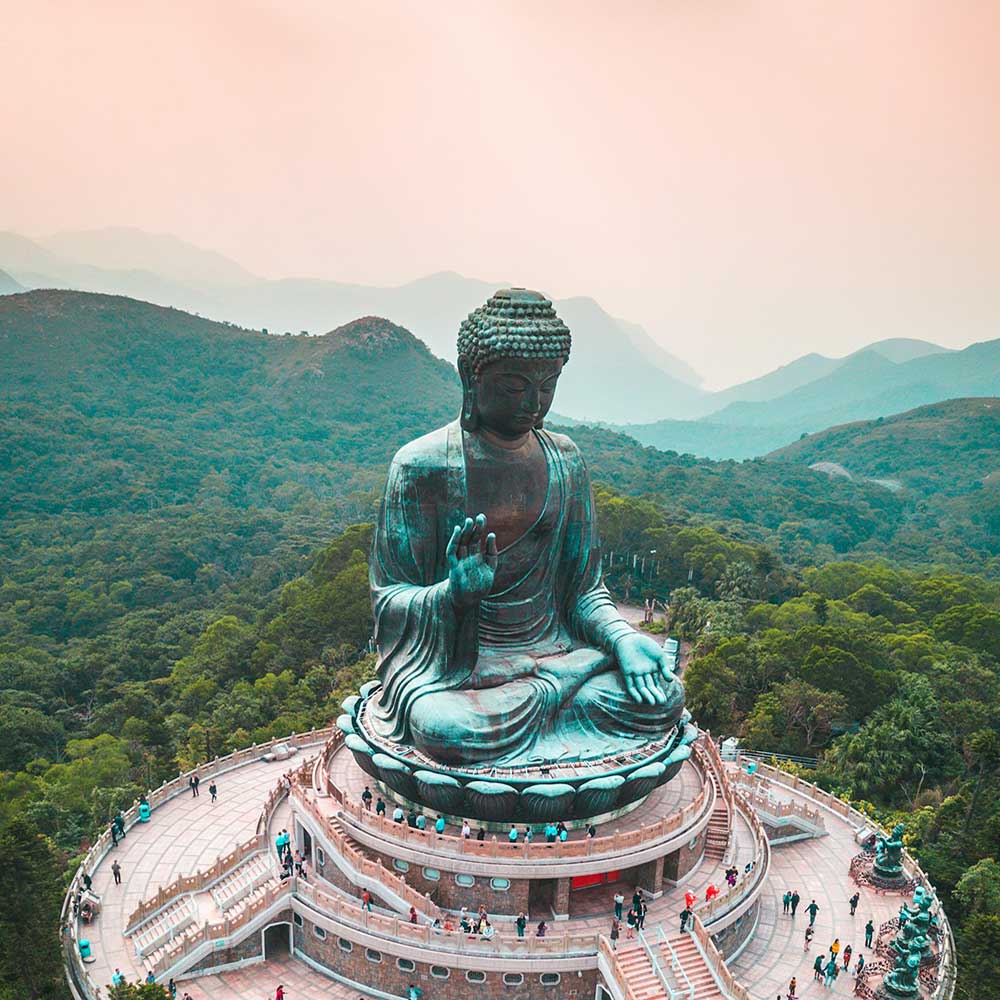 helicopter view of big buddha